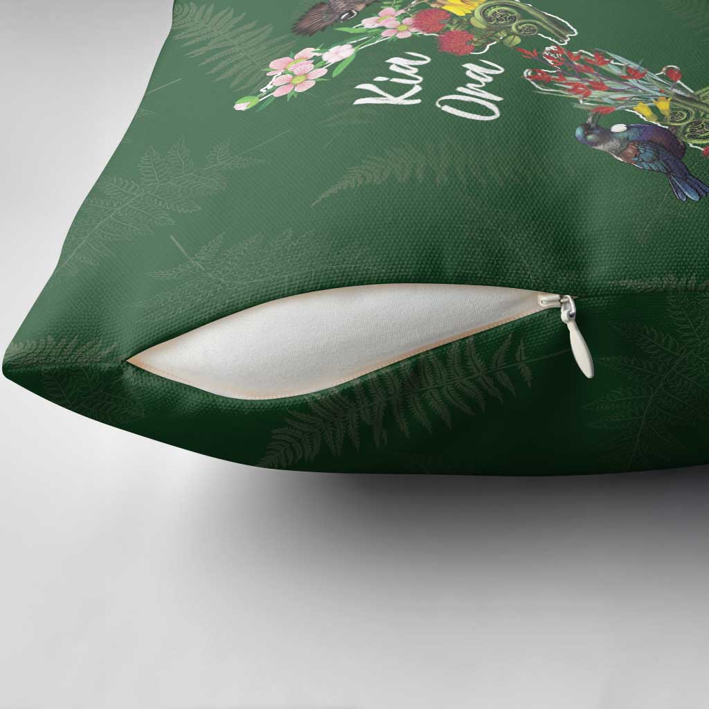 Kia Ora New Zealand Floral Pillow Cover Sage Green - Aussie Hoodie