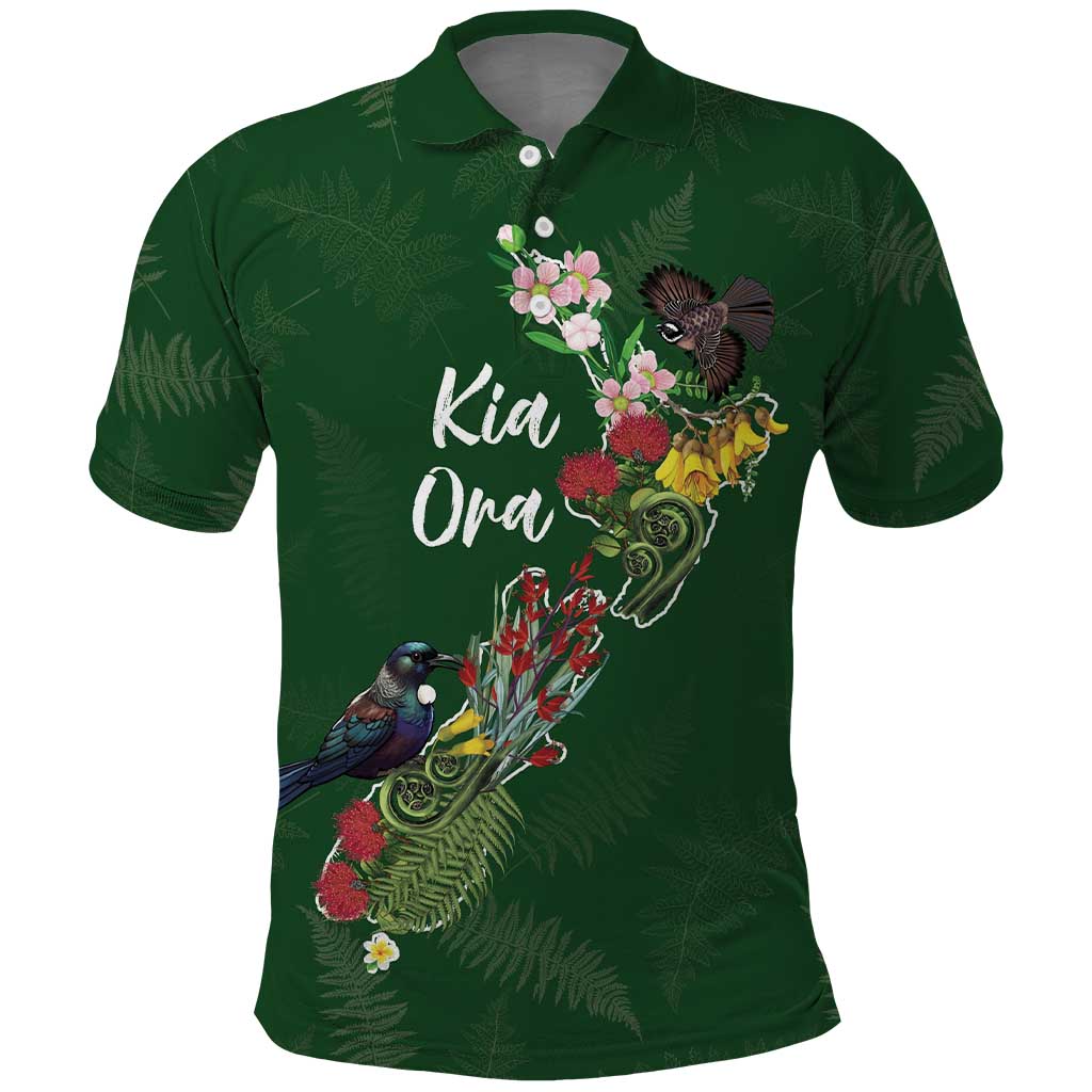 Kia Ora New Zealand Floral Personalized Polo Shirt Sage Green - Aussie Hoodie