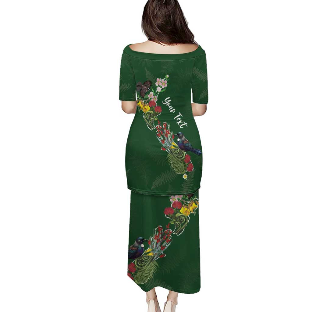 Kia Ora New Zealand Floral Personalized Puletasi Sage Green - Aussie Hoodie