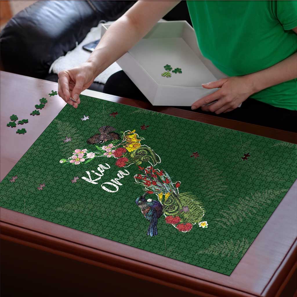Kia Ora New Zealand Floral Puzzle Sage Green - Aussie Hoodie