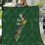 Kia Ora New Zealand Floral Quilt Sage Green - Aussie Hoodie