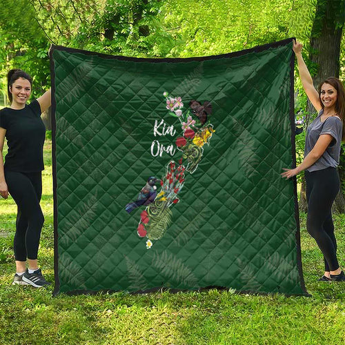 Kia Ora New Zealand Floral Quilt Sage Green - Aussie Hoodie