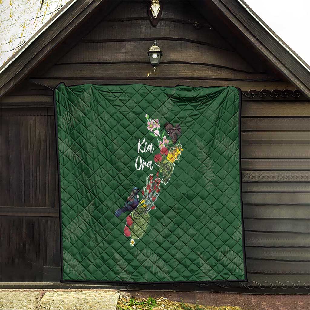 Kia Ora New Zealand Floral Quilt Sage Green - Aussie Hoodie