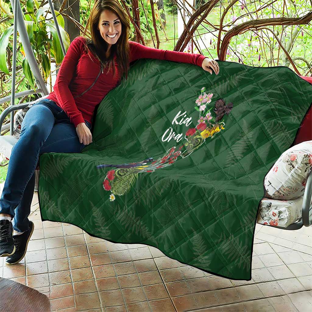 Kia Ora New Zealand Floral Quilt Sage Green - Aussie Hoodie