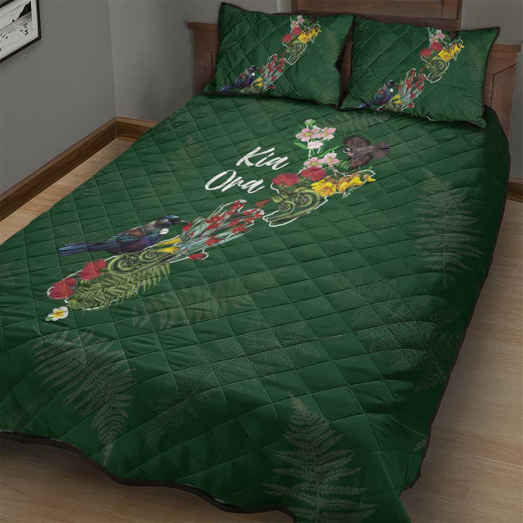 Kia Ora New Zealand Floral Quilt Bed Set Sage Green - Aussie Hoodie