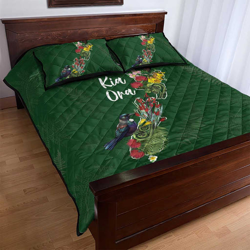 Kia Ora New Zealand Floral Quilt Bed Set Sage Green - Aussie Hoodie