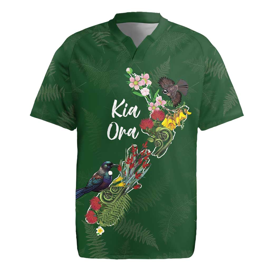 Kia Ora New Zealand Floral Personalized Rugby Jersey Sage Green - Aussie Hoodie
