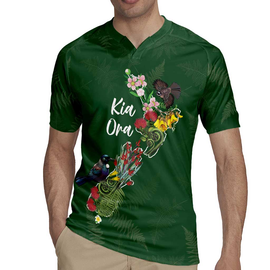 Kia Ora New Zealand Floral Personalized Rugby Jersey Sage Green - Aussie Hoodie