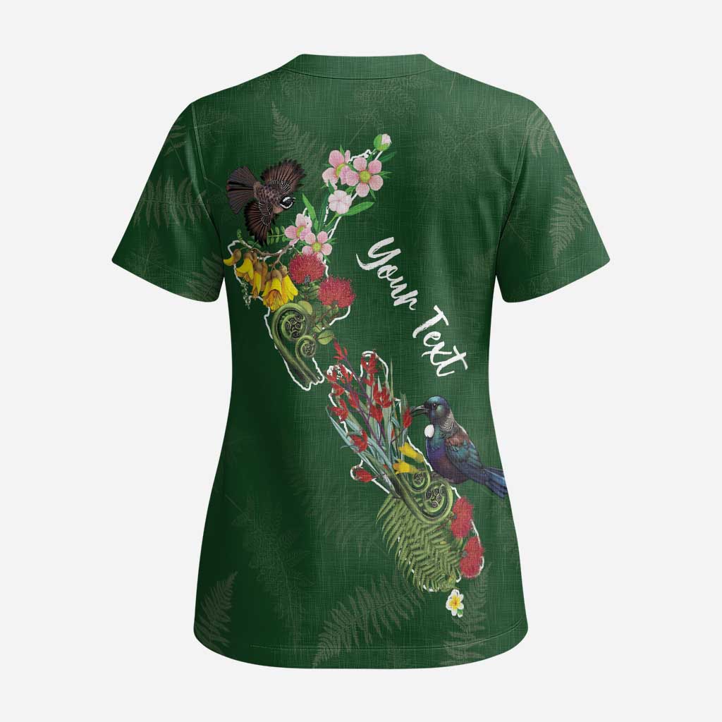 Kia Ora New Zealand Floral Personalized Scrub Top Sage Green - Aussie Hoodie