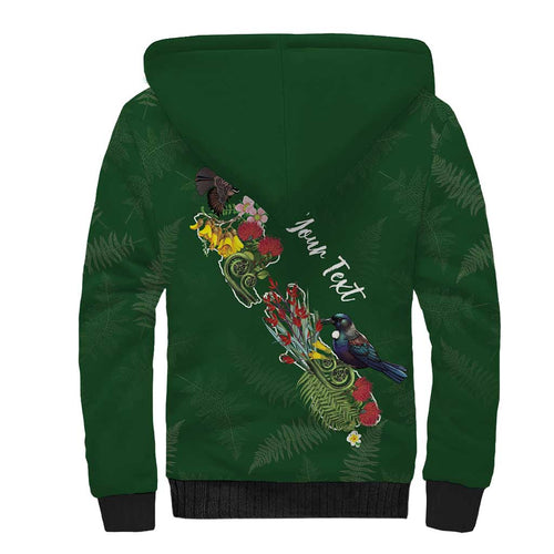Kia Ora New Zealand Floral Personalized Sherpa Hoodie Sage Green - Aussie Hoodie