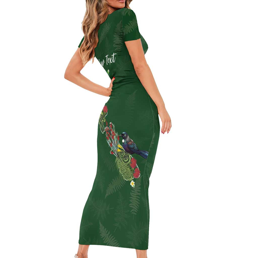 Kia Ora New Zealand Floral Personalized Short Sleeve Bodycon Dress Sage Green - Aussie Hoodie