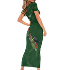 Kia Ora New Zealand Floral Personalized Short Sleeve Bodycon Dress Sage Green - Aussie Hoodie