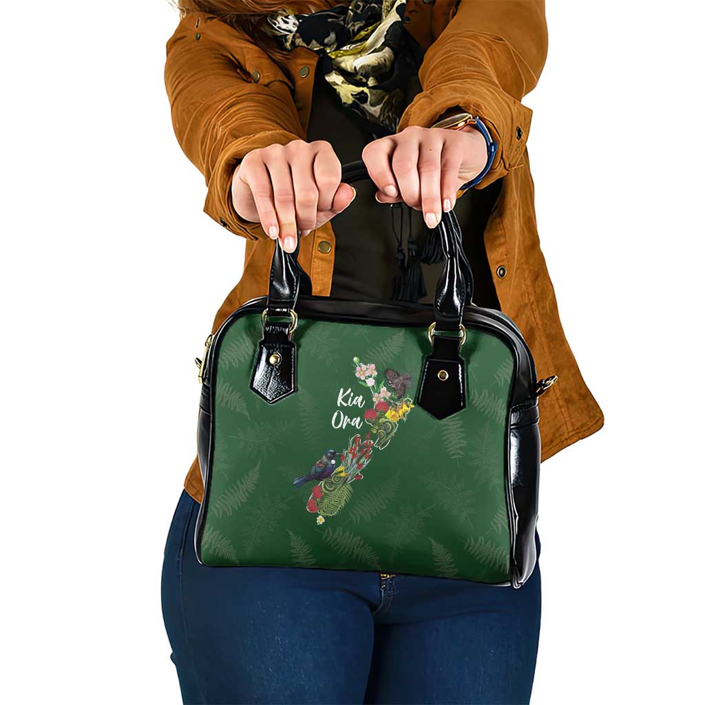 Kia Ora New Zealand Floral Shoulder Handbag Sage Green - Aussie Hoodie