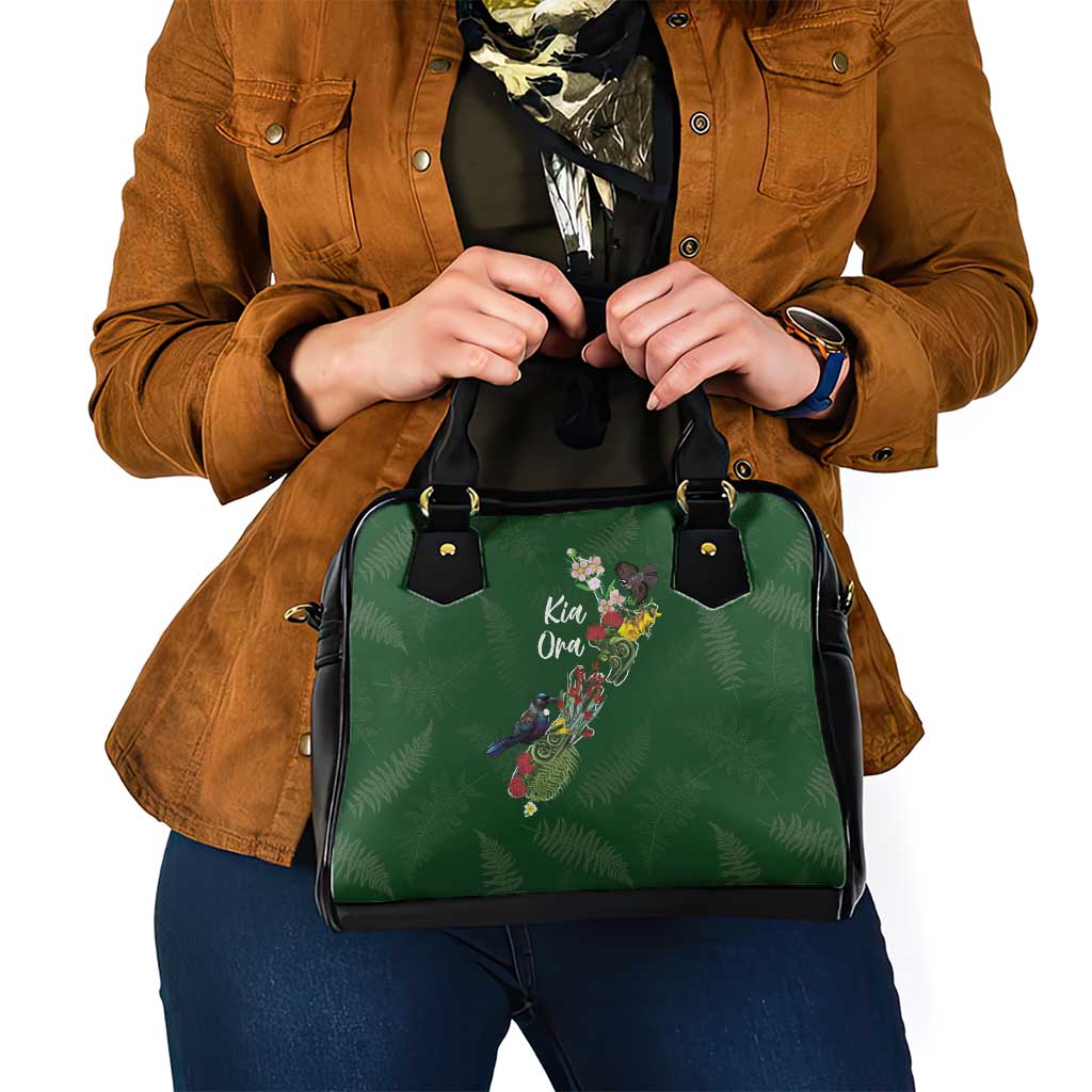 Kia Ora New Zealand Floral Shoulder Handbag Sage Green - Aussie Hoodie