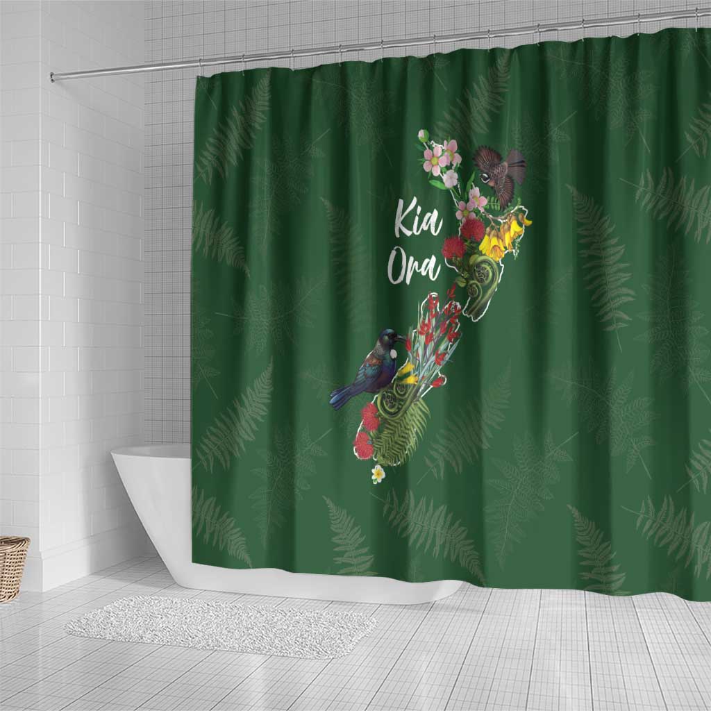 Kia Ora New Zealand Floral Shower Curtain Sage Green - Aussie Hoodie