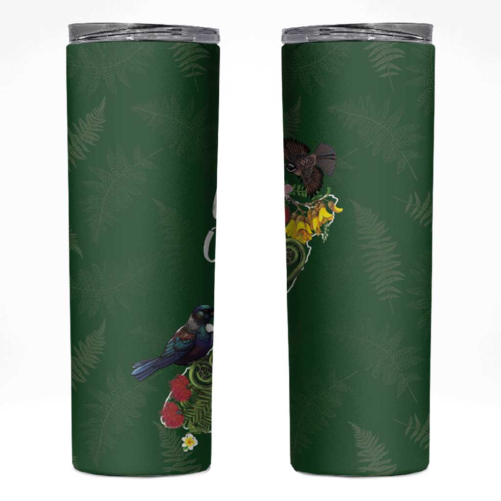 Kia Ora New Zealand Floral Skinny Tumbler Sage Green - Aussie Hoodie