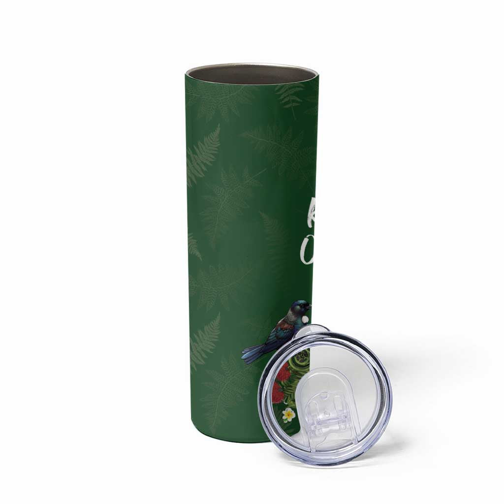 Kia Ora New Zealand Floral Skinny Tumbler Sage Green - Aussie Hoodie