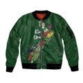 Kia Ora New Zealand Floral Personalized Sleeve Zip Bomber Jacket Sage Green - Aussie Hoodie