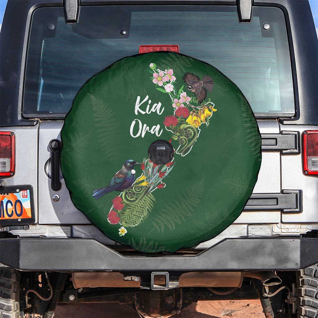 Kia Ora New Zealand Floral Spare Tire Cover Sage Green - Aussie Hoodie