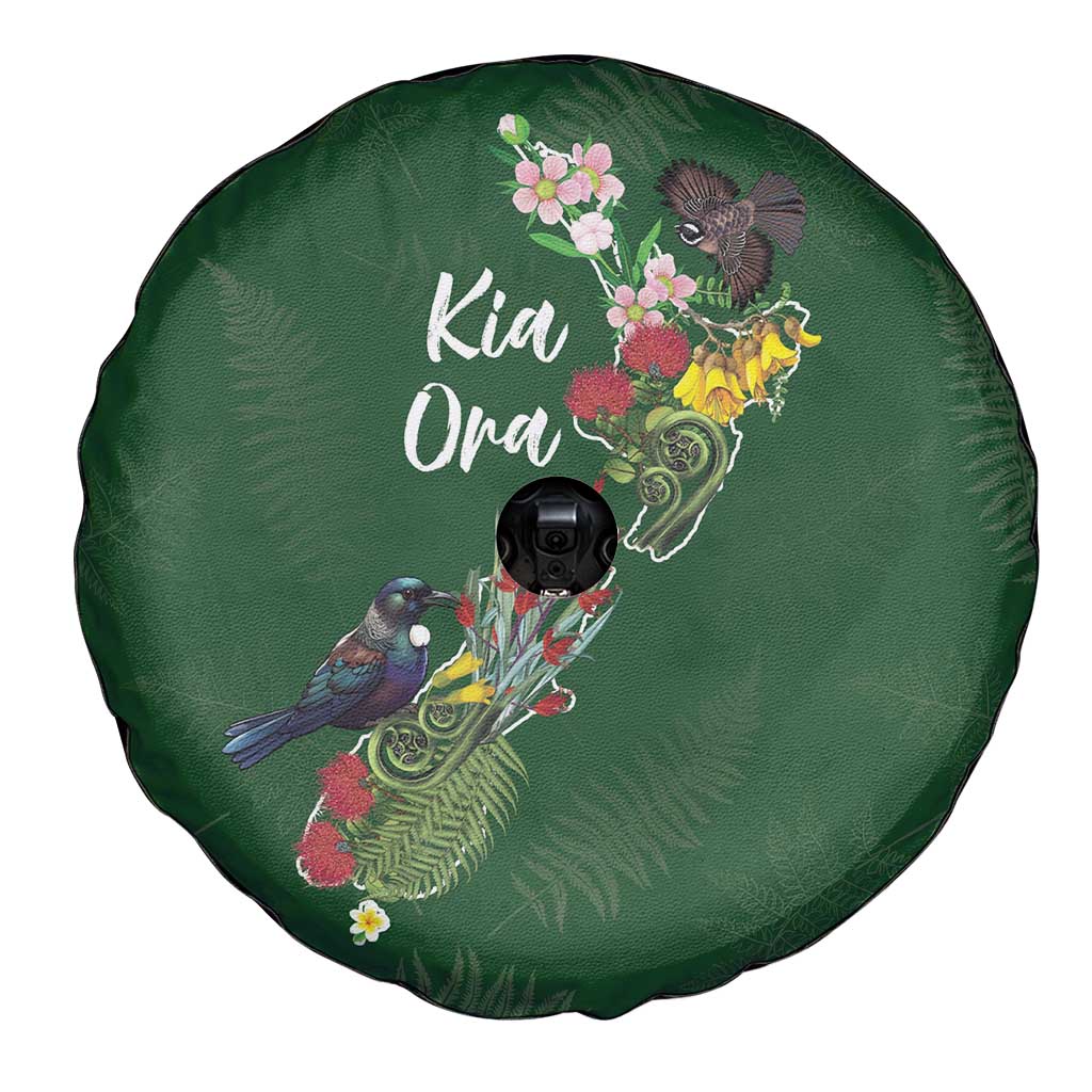 Kia Ora New Zealand Floral Spare Tire Cover Sage Green - Aussie Hoodie