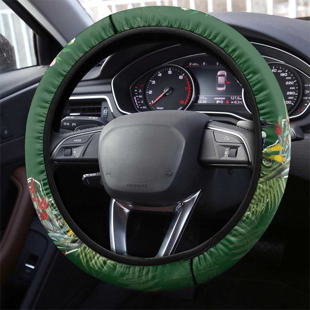 Kia Ora New Zealand Floral Steering Wheel Cover Sage Green - Aussie Hoodie
