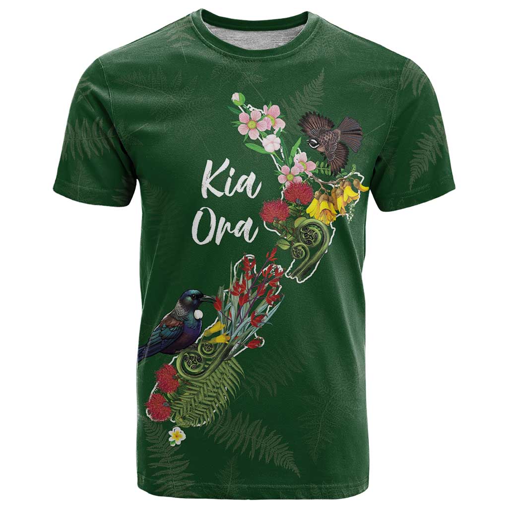 Kia Ora New Zealand Floral Personalized T Shirt Sage Green - Aussie Hoodie