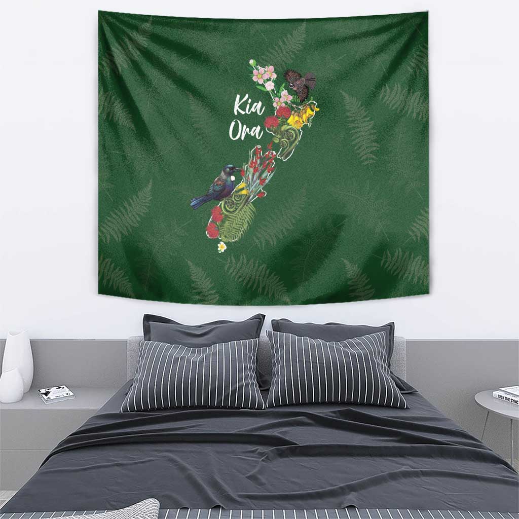 Kia Ora New Zealand Floral Tapestry Sage Green - Aussie Hoodie