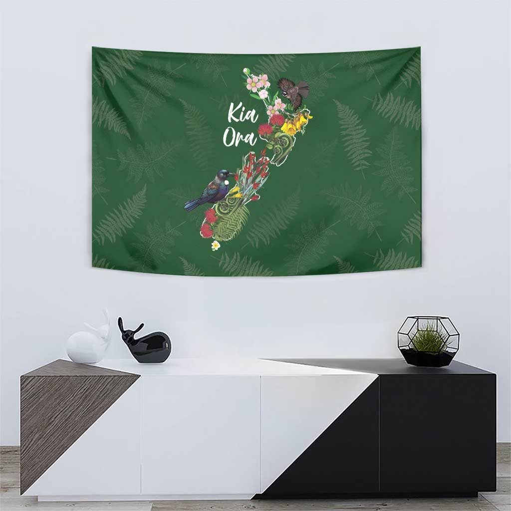 Kia Ora New Zealand Floral Tapestry Sage Green - Aussie Hoodie