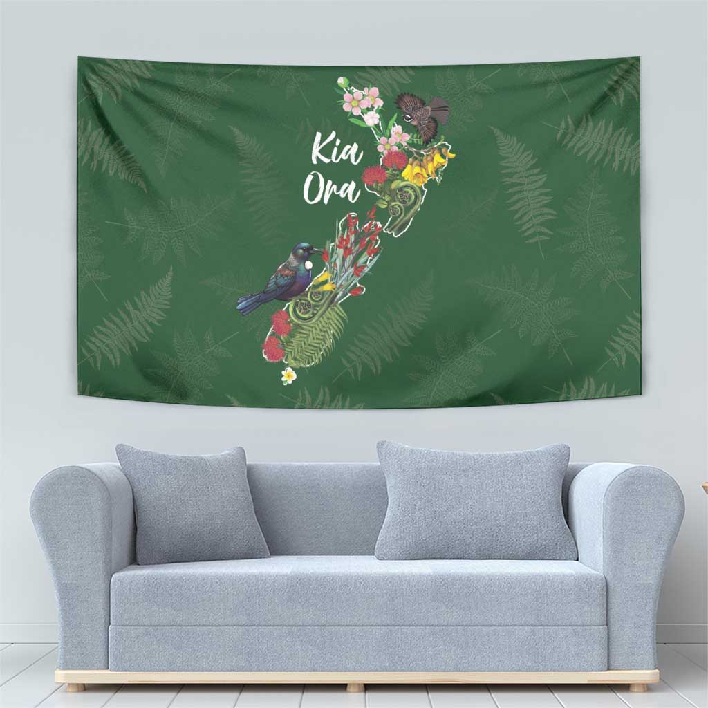 Kia Ora New Zealand Floral Tapestry Sage Green - Aussie Hoodie