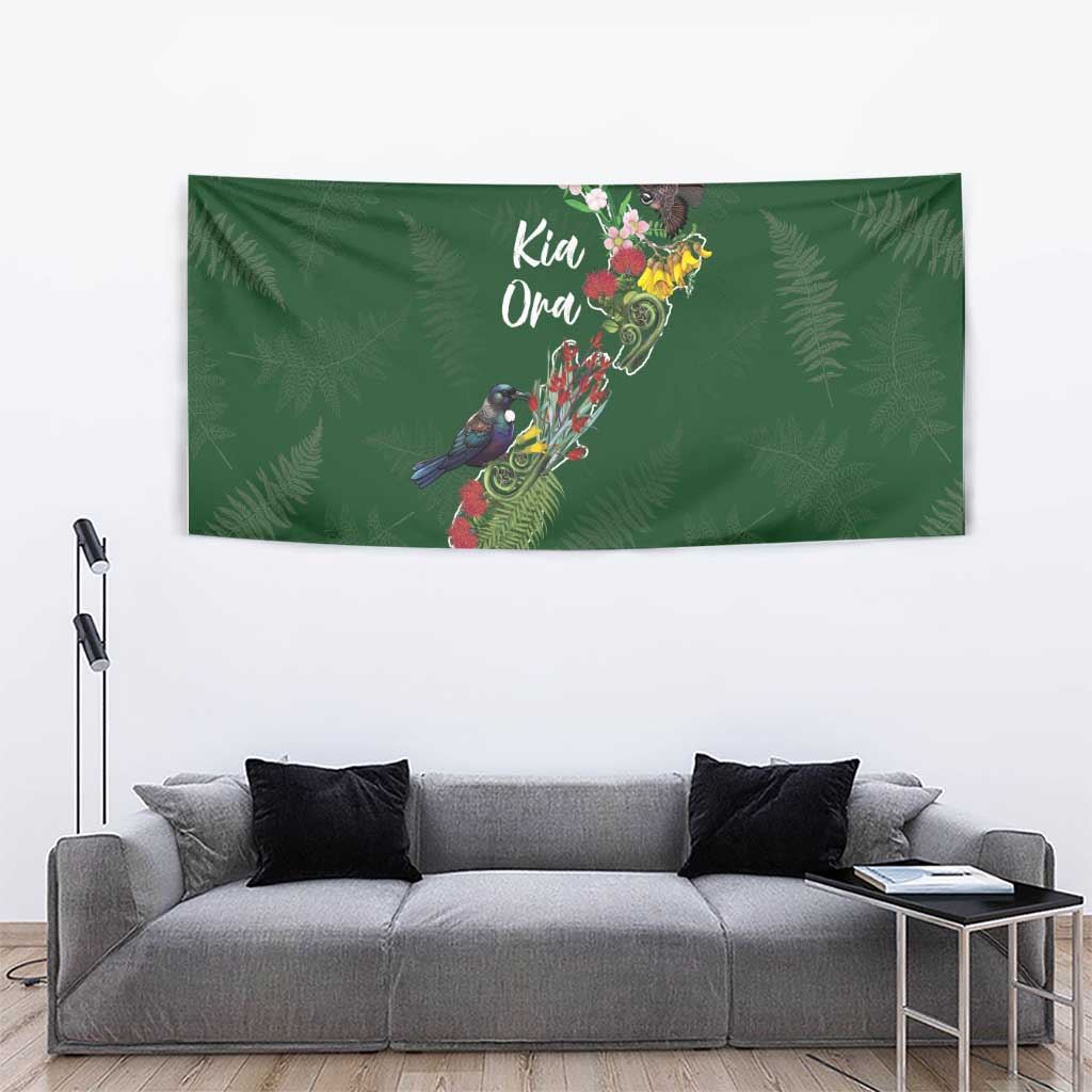 Kia Ora New Zealand Floral Tapestry Sage Green - Aussie Hoodie