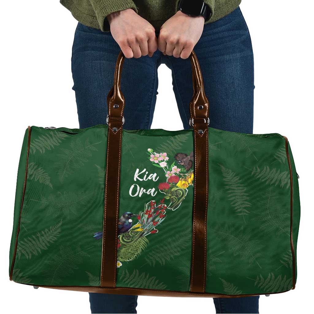 Kia Ora New Zealand Floral Travel Bag Sage Green - Aussie Hoodie