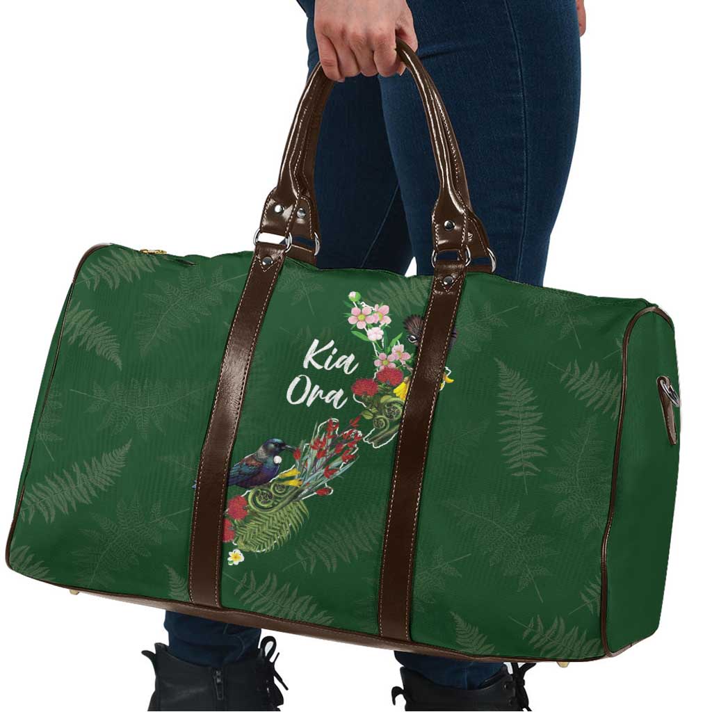 Kia Ora New Zealand Floral Travel Bag Sage Green - Aussie Hoodie