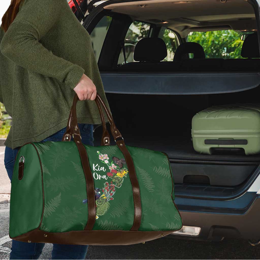 Kia Ora New Zealand Floral Travel Bag Sage Green - Aussie Hoodie
