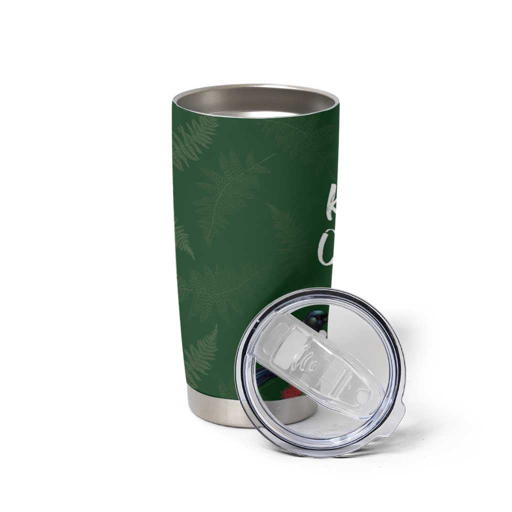 Kia Ora New Zealand Floral Tumbler Cup Sage Green - Aussie Hoodie
