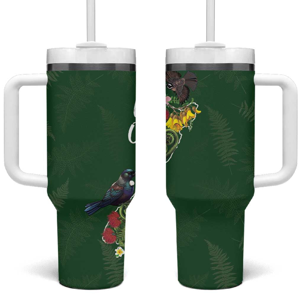Kia Ora New Zealand Floral Tumbler With Handle Sage Green - Aussie Hoodie