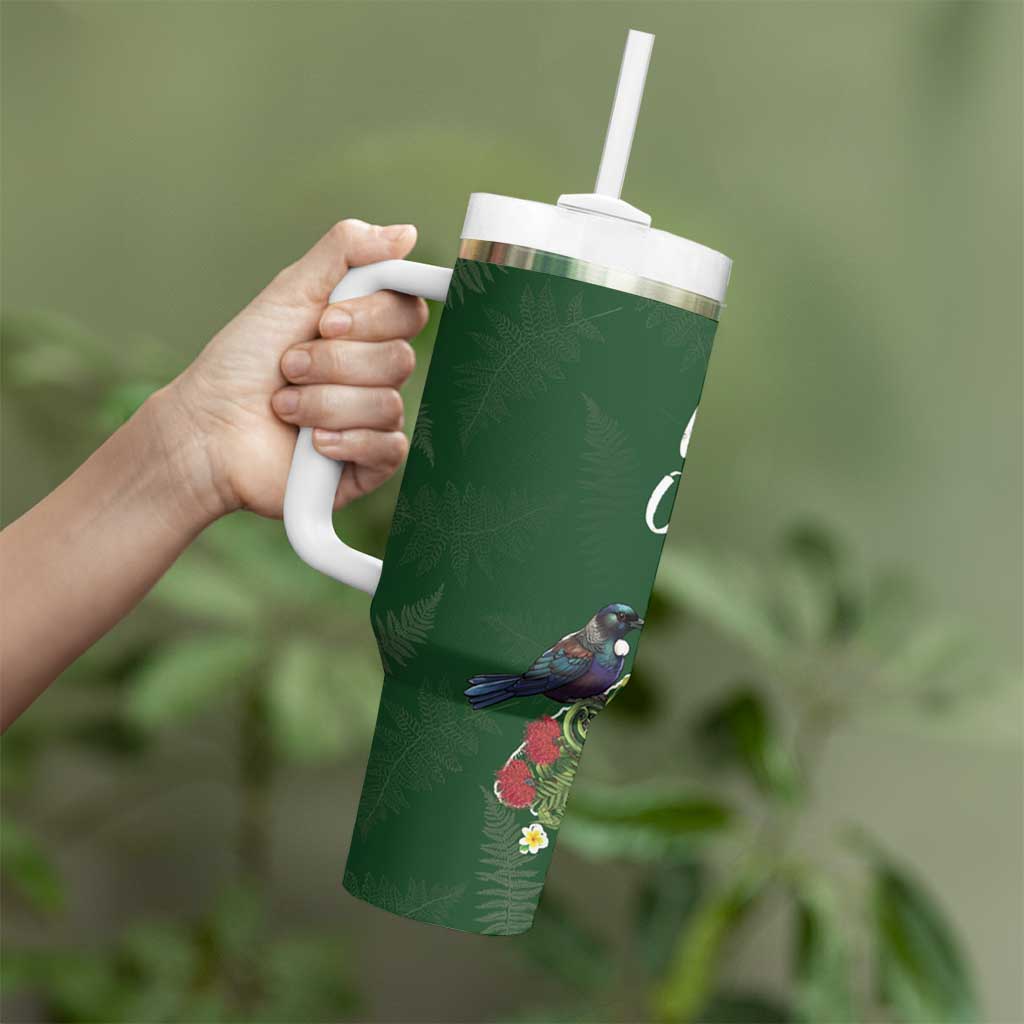 Kia Ora New Zealand Floral Tumbler With Handle Sage Green - Aussie Hoodie