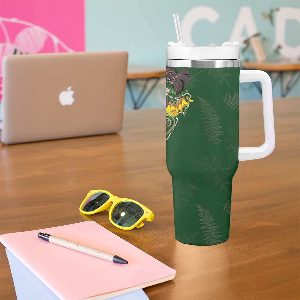 Kia Ora New Zealand Floral Tumbler With Handle Sage Green - Aussie Hoodie