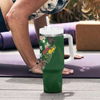 Kia Ora New Zealand Floral Tumbler With Handle Sage Green - Aussie Hoodie