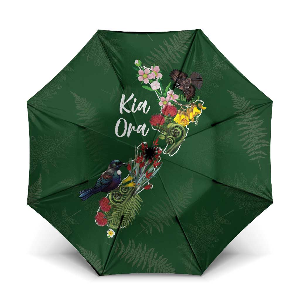 Kia Ora New Zealand Floral Umbrella Sage Green - Aussie Hoodie