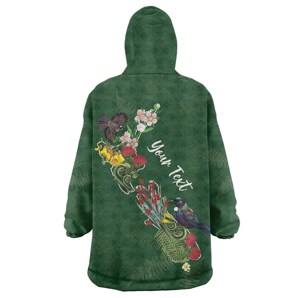 Kia Ora New Zealand Floral Personalized Wearable Blanket Hoodie Sage Green - Aussie Hoodie