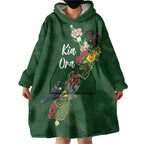 Kia Ora New Zealand Floral Personalized Wearable Blanket Hoodie Sage Green - Aussie Hoodie
