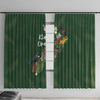 Kia Ora New Zealand Floral Window Curtain Sage Green - Aussie Hoodie