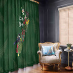 Kia Ora New Zealand Floral Window Curtain Sage Green - Aussie Hoodie