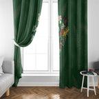 Kia Ora New Zealand Floral Window Curtain Sage Green - Aussie Hoodie