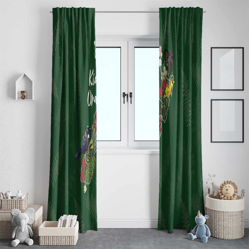 Kia Ora New Zealand Floral Window Curtain Sage Green - Aussie Hoodie
