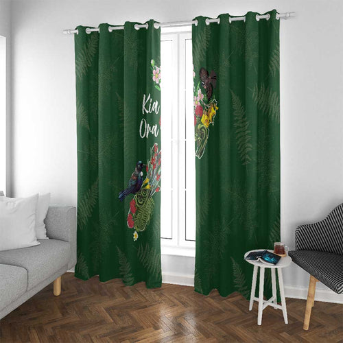 Kia Ora New Zealand Floral Window Curtain Sage Green - Aussie Hoodie