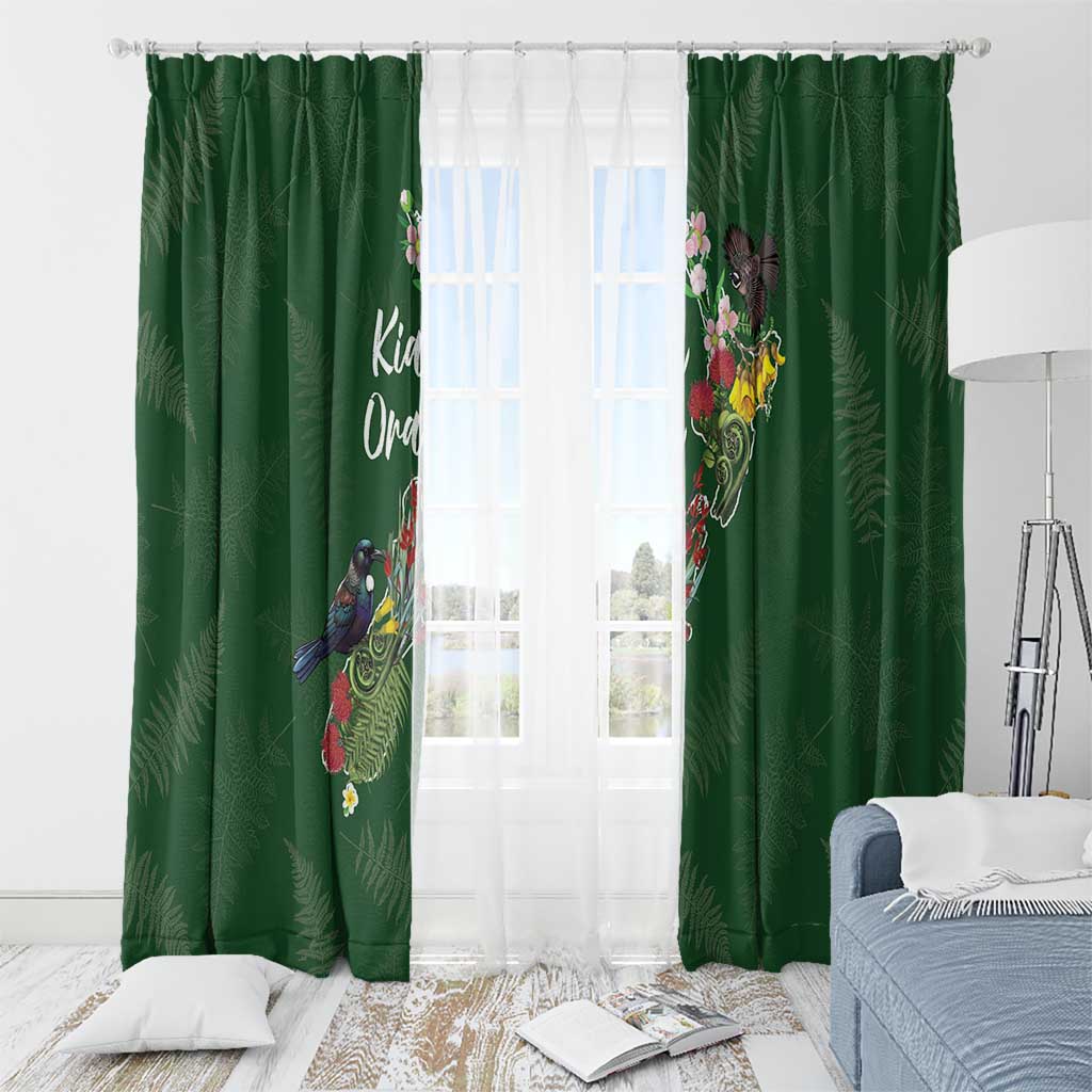Kia Ora New Zealand Floral Window Curtain Sage Green - Aussie Hoodie