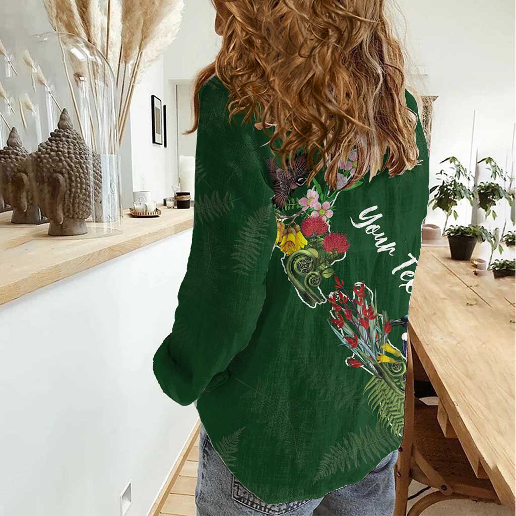 Kia Ora New Zealand Floral Personalized Women Casual Shirt Sage Green - Aussie Hoodie