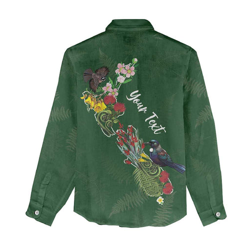 Kia Ora New Zealand Floral Personalized Women Casual Shirt Sage Green - Aussie Hoodie