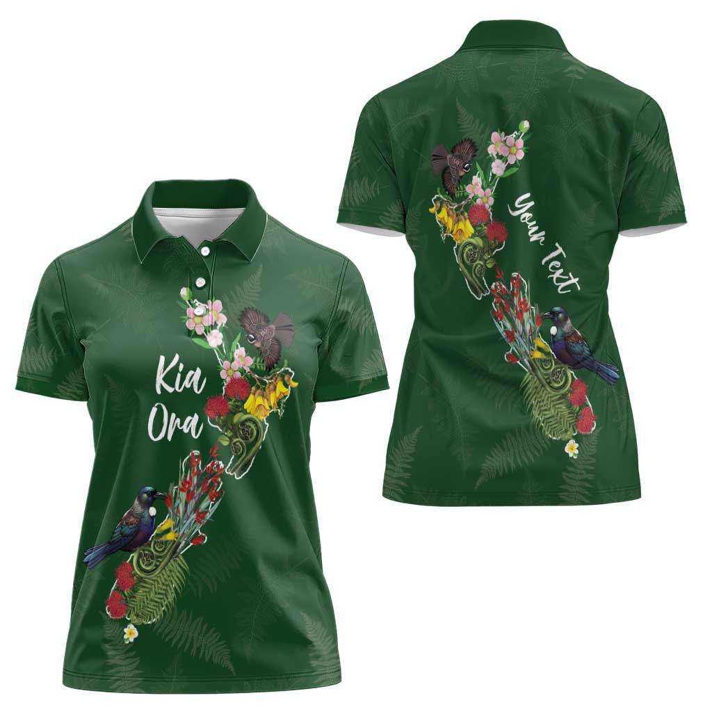 Kia Ora New Zealand Floral Personalized Women Polo Shirt Sage Green - Aussie Hoodie